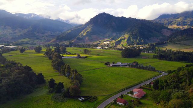 Green highland valley and mountains near Boquete, Panama